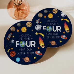 Houston We Have A Four Year Old 4th Birthday Party Paper Plate