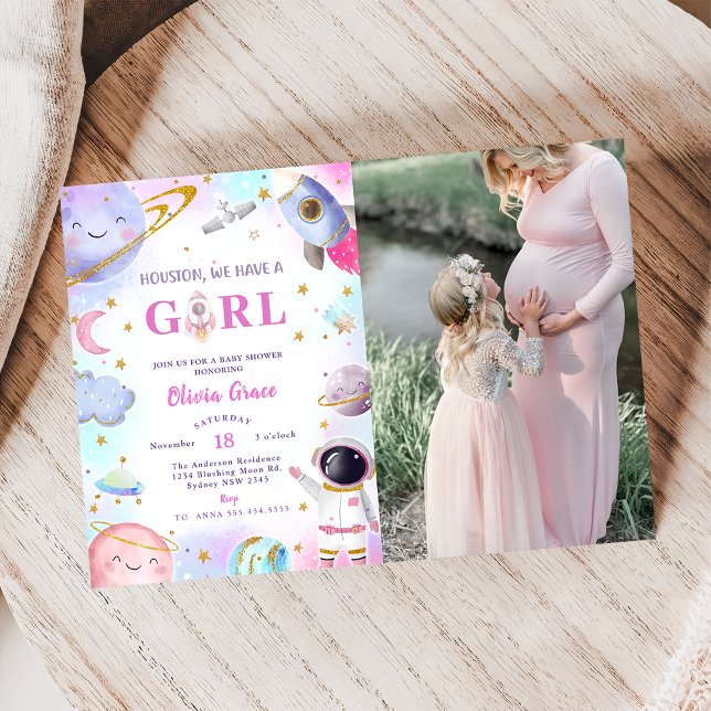 Houston We Have A Girl Outer Space Baby Shower  Invitation (Creator Uploaded)