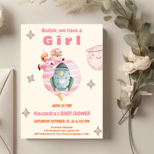 Houston we have a Girl Space Baby Shower Invitation