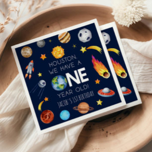 Houston We Have A One Year Old 1st Birthday Party Napkin