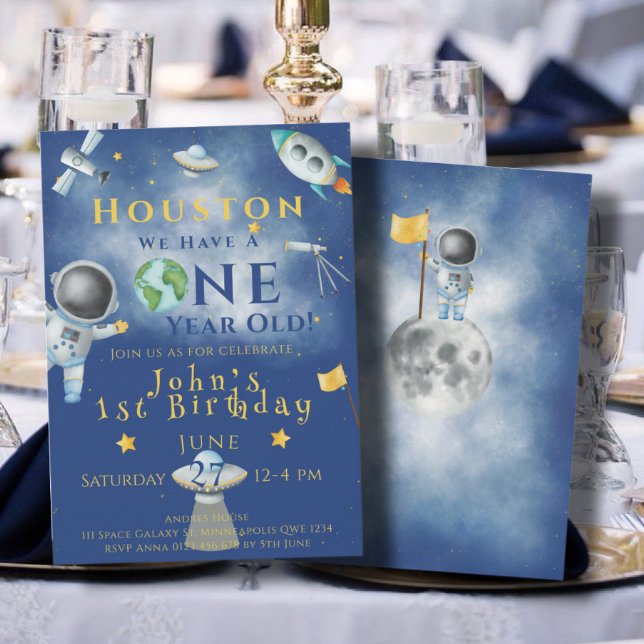 Houston We Have A One year old Space Astronaut  Invitation (Creator Uploaded)