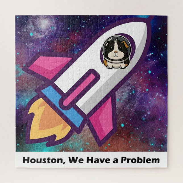 Houston We Have A Problem Guinea Pig Spaceship Kid Jigsaw Puzzle (Vertical)