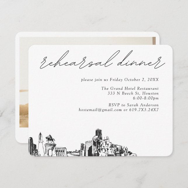 Houston Wedding Elegant Rehearsal Dinner Enclosure Card (Front/Back)