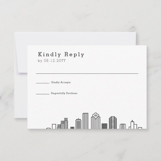 Houston Wedding | Stylised Skyline RSVP Card (Front)