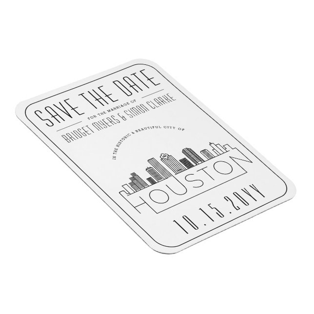 Houston Wedding Stylized Skyline Save the Date Magnet (Right Side)