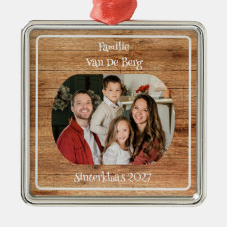 Houten Sinterklaas-Familie Ornament m/ Foto & Naam