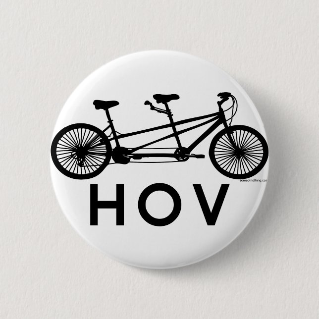 HOV Tandem Bicycle 6 Cm Round Badge (Front)