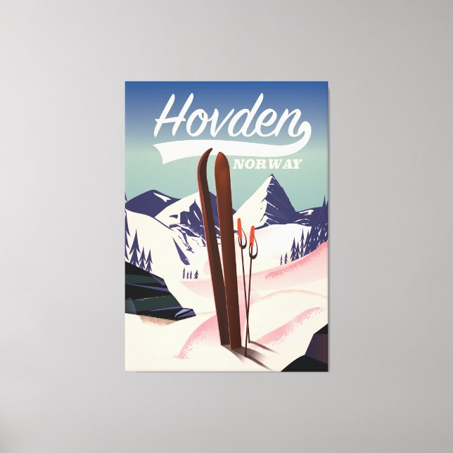 Hovden Norway Ski travel poster. Canvas Print (Front)