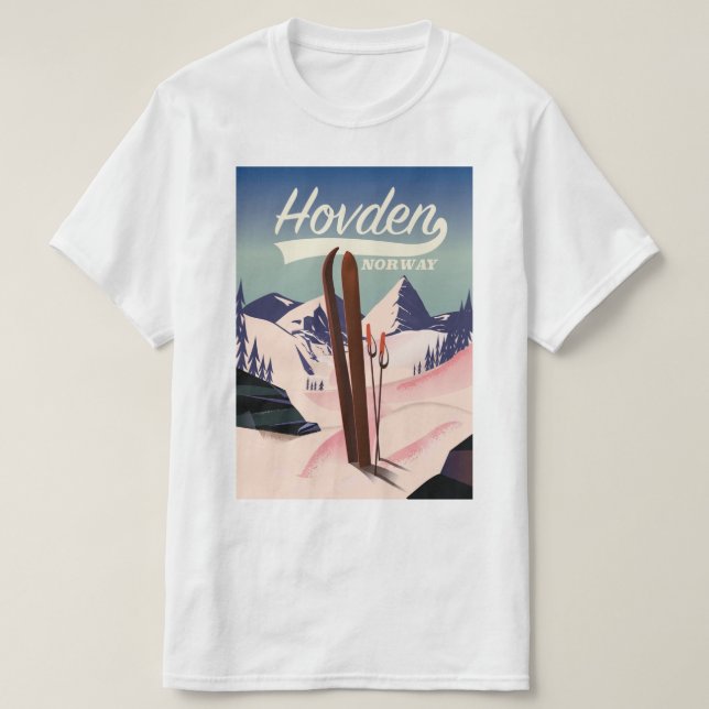 Hovden Norway Ski travel poster. T-Shirt (Design Front)