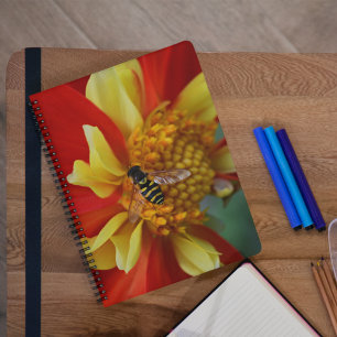 Hover Fly on Orange and Yellow Dahlia Notebook
