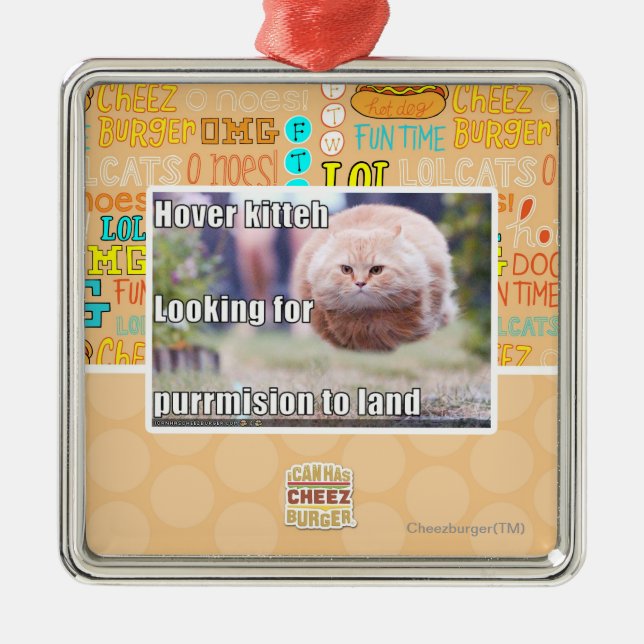 Hover kitteh metal tree decoration (Front)