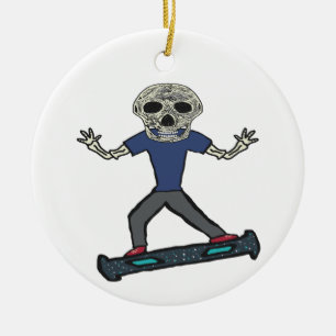 Hoverboard Skeleton Ceramic Tree Decoration