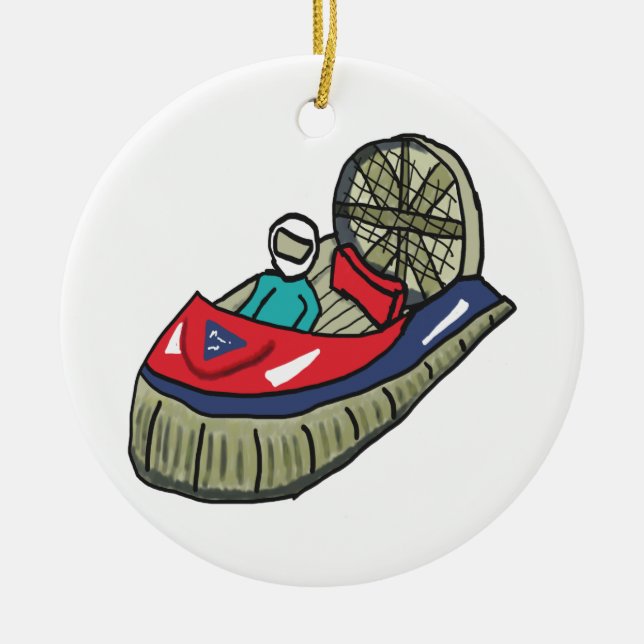 Hovercraft Ceramic Tree Decoration (Front)