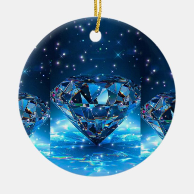 How about "Sapphire Brilliance: Blue Diamond Ornam Ceramic Tree Decoration (Front)