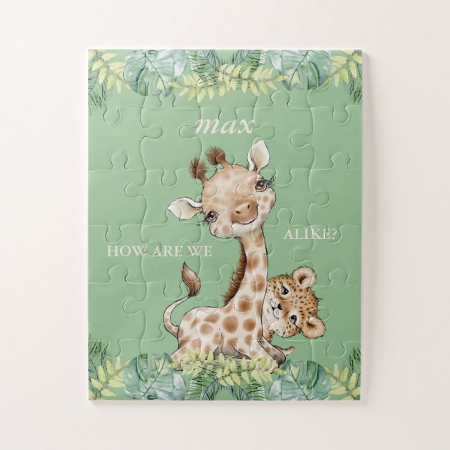 How Are We Alike Giraffe Cheetah Kids Jigsaw Puzzle (Vertical)