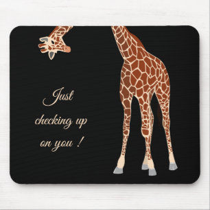 How are you black giraffe hanging funny text mouse pad