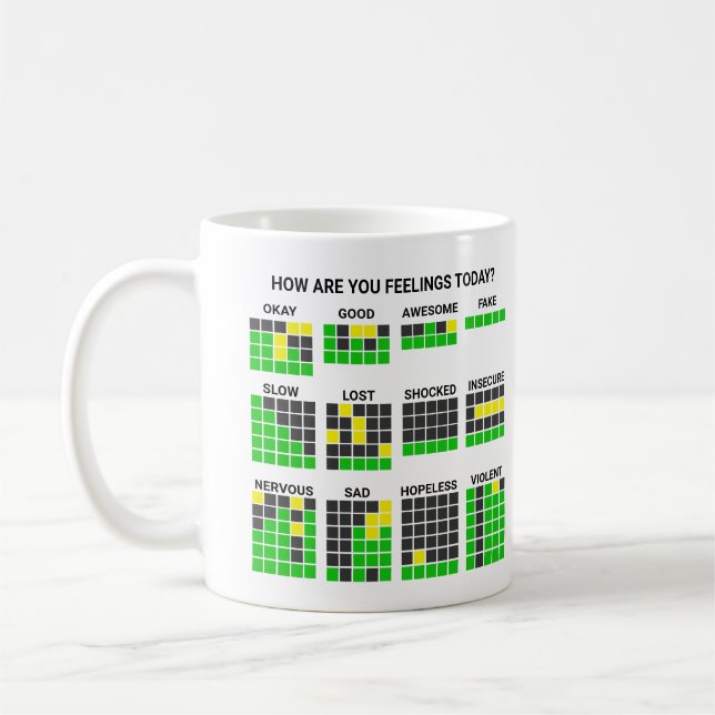 How are you feeling today? custom word game coffee mug (Left)