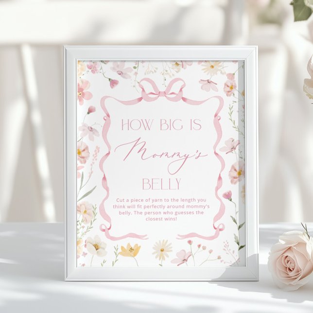 How big is belly Pink Wildflower Baby shower Poster (Creator Uploaded)