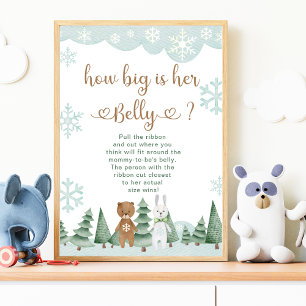 How Big is Belly Winter Snowflake Woodland Poster