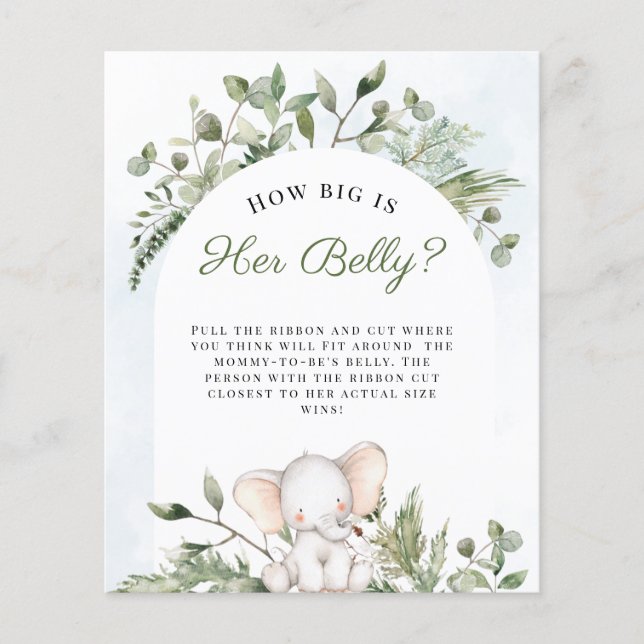 How Big Is Her Belly Boy Blue Baby Shower Games (Front)