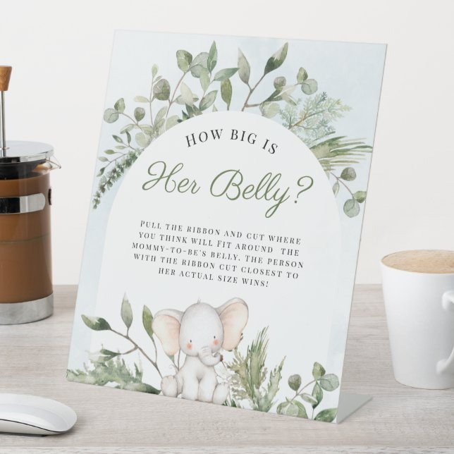 How Big Is Her Belly Boy Elephant Baby Shower Sign (In SItu)