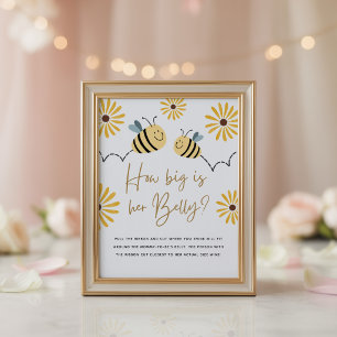 How Big is Her Belly Honey Bee Baby Shower Game Poster