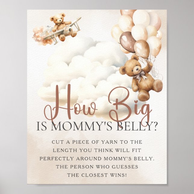 HOW BIG IS MOMMY'S BELLY Bear Baby Shower Game  Poster (Front)