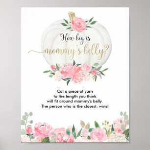 How big is mommy's belly pumpkin baby shower game poster