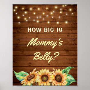 How Big is Mommy's Belly Sunflower Baby Shower Poster