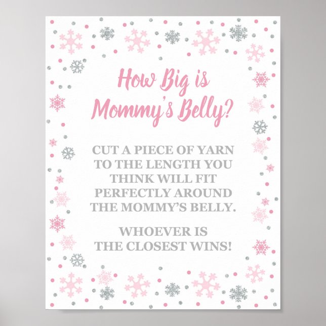 How Big is Mommy's Belly Winter Shower Sign (Front)