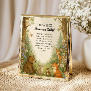 How Big Is Mummy’s Belly Woodland Baby Shower Game Poster