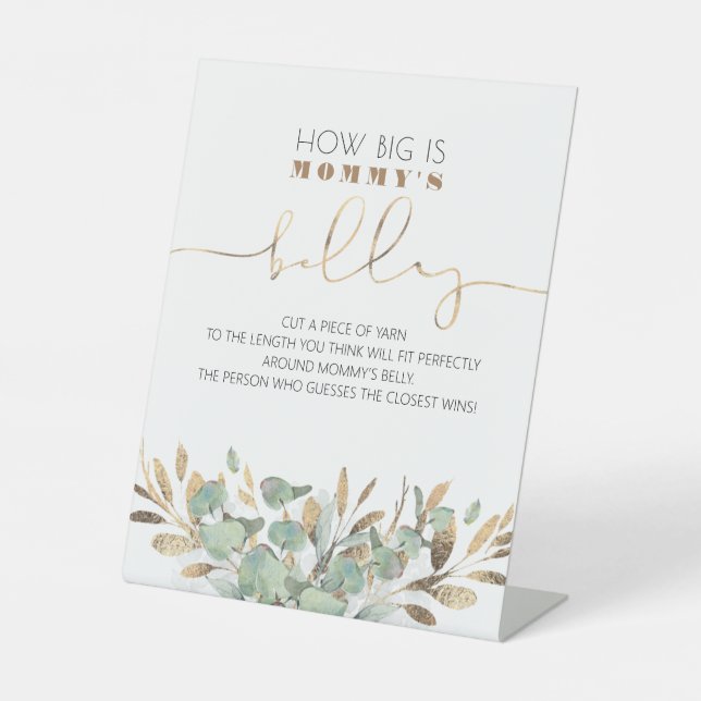 How Big Is Mummy's Belly Baby Shower Game Pedestal Sign (Front)