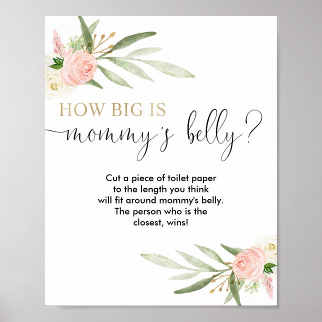 How big is mummy's belly baby shower game poster (Front)