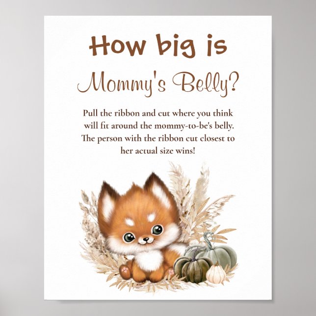 How Big Is Mummy's Belly Baby Shower Game Poster (Front)