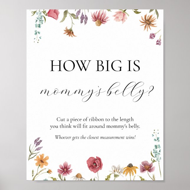 How Big is Mummy's Belly Baby Shower Game Sign (Front)