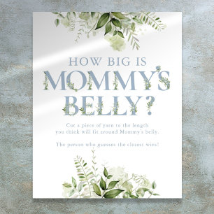 How Big Is Mummy's Belly Blue Baby Shower Poster