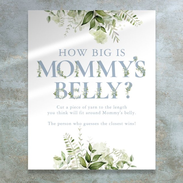 How Big Is Mummy's Belly Blue Baby Shower Poster (How Big Is Mommy's Belly Blue Baby Shower Poster)