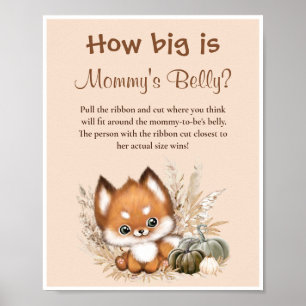 How Big Is Mummy's Belly Fall Baby Shower Game Poster