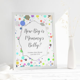 "How Big is Mummy's Belly" Multicolor Baby Shower Poster