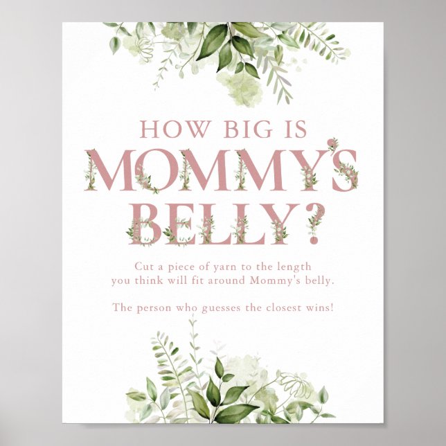 How Big Is Mummy's Belly Pink Baby Shower Poster (Front)