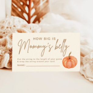 How Big Is Mummy's Belly Pumpkin Baby Shower Game Enclosure Card