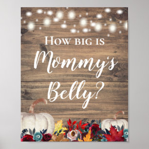 How Big is Mummy's Belly Rustic Pumpkin Shower Poster