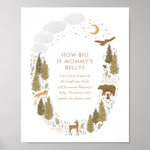 How Big is Mummy's Belly Woodland Baby Shower Game Poster