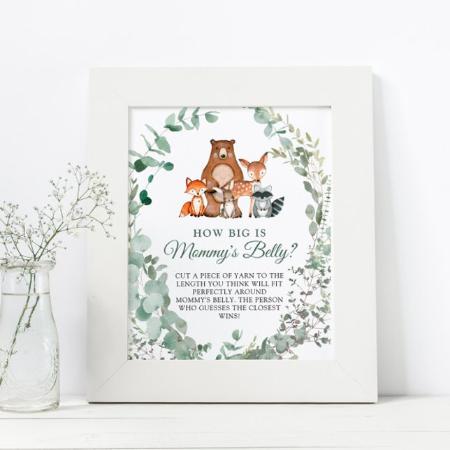 How Big Is Mummy's Belly Woodland Baby Shower Poster (Creator Uploaded)