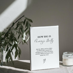 How Big is the mummy's belly Baby Shower Game  Pedestal Sign