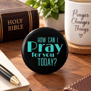 How Can I Pray For You Today Black Blue Retro 6 Cm Round Badge