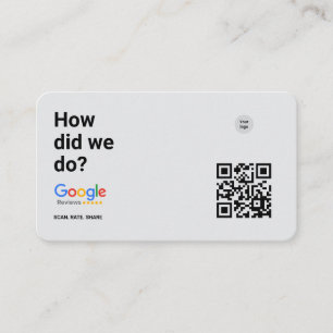 How Did We Do?   Minimalist Google Review QR Card