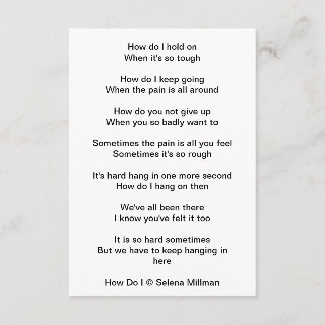 "How Do I" Poem Enclosure Card (Front)