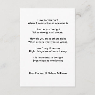 "How Do You" Poem Enclosure Card