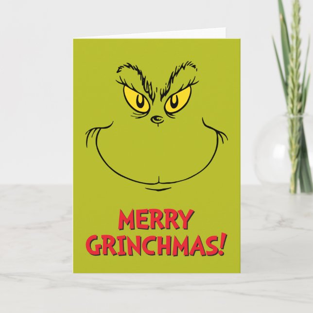 How Grinch Stole Christmas Face Holiday Card (Front)